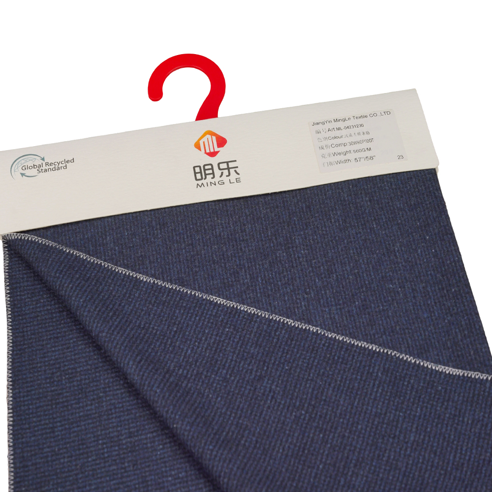 30% gyapjú, 60% poliészter, 10% egyéb szál, 560 G/M, Benzhiqing + kék zöld, vízszintes csíkos tweed szövet, ML-04231230