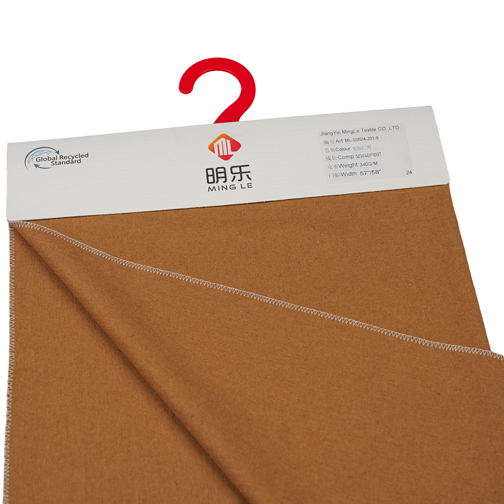 50% gyapjú, 40% poliészter, 10% egyéb szál, 340 G/M, teve, flanel szövet, ML-S0624-201-9