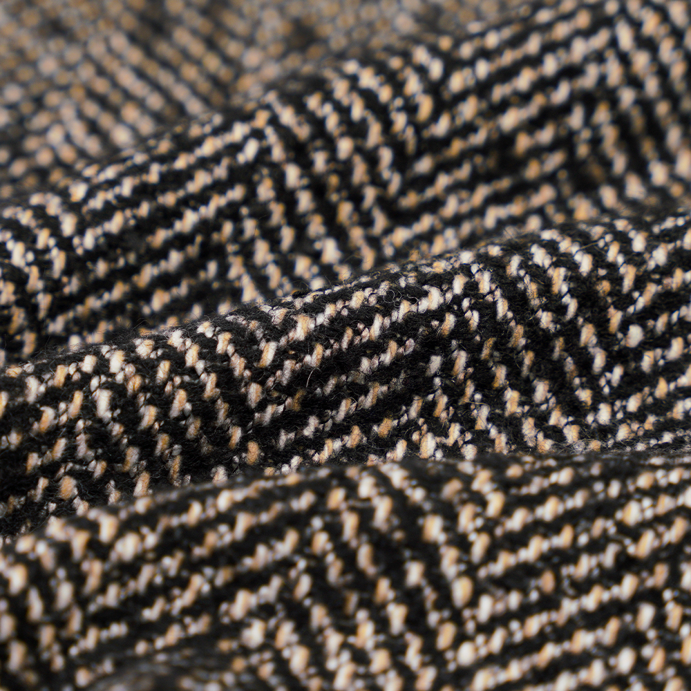 100% egyéb, 600 G/M, fekete fehér és barna, finom halszálkás tweed fonal, ML-70230073-6491