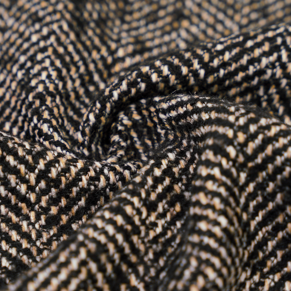 100% egyéb, 600 G/M, fekete fehér és barna, finom halszálkás tweed fonal, ML-70230073-6491