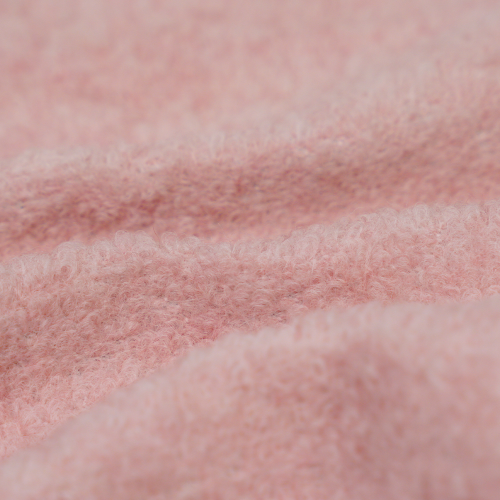 40% gyapjú, 60% poliészter, 700-740 G/M, rózsaszín és fehér, kis halpikkelyes hurok kötött gyapjúszövet, ML-26-X082022